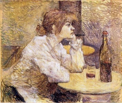 Lautrec, Gueule de bois (kater) - Portrait_de_Suzanne_Valadon, ca 1888, Fogg